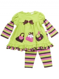 Rare Editions Baby-girls Newborn Purse Applique Legging Set, Lime/Purple/Brown, 6 Months Rare Editions Baby-girls Newborn Purse Applique Legging Set, Lime/Purple/Brown, 6 Months