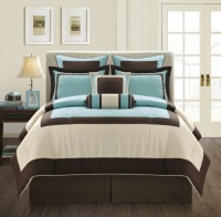 Fashion Street Gramercy 8-Piece Comforter Set, Queen, Aqua/Brown Fashion Street Gramercy 8-Piece Comforter Set, Queen, Aqua/Brown