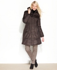 Chic quilting adds dimension to this stylish puffer coat from London Fog. Attach the faux-fur trimmed hood to protect yourself from winter's cold! Chic quilting adds dimension to this stylish puffer coat from London Fog. Attach the faux-fur trimmed hood to protect yourself from winter's cold!