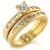 Elegant Two Piece Wedding Ring Set 18kt Gold EP Size 5-10 Lifetime Guarantee Anniversary Engagement Band W293