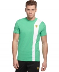 Shift your sportswear into high gear with this Ferrari-accented shirt from Puma. Shift your sportswear into high gear with this Ferrari-accented shirt from Puma.