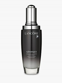 Lancôme's skincare boosts the activity of genes and stimulates the production of youth proteins. Génifique is the foundation of every woman's skincare at any age or for any skin concern.Notice visibly younger skin in just 7 days. Skin looks as if lit from within - breathtaking and radiant. Its youthful quality returns soft and velvety to the touch. Drop by drop, skin is vibrant with youth, its tone becomes astonishingly even, its texture dramatically refined. 2.5 oz.