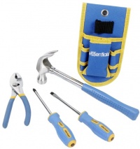 Great Neck 21035 Essentials 4 Piece Homeowers Tool Set with Bonus Belt Pouch