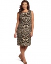 Calvin Klein Women's Plus Size Printed Release Tuck Dress, Black/Flax Multi, 18W