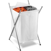 Hamper X-Frame Folding 2-Bin Laundry w/ Cover Chrome - Honey Can Do #HMP-01125 Hamper X-Frame Folding 2-Bin Laundry w/ Cover Chrome - Honey Can Do #HMP-01125