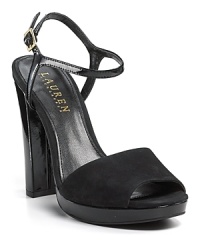 A patent ankle strap and chunky heel lend youthful style at any age. From Lauren Ralph Lauren. A patent ankle strap and chunky heel lend youthful style at any age. From Lauren Ralph Lauren.