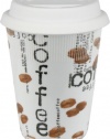 Konitz Coffee Collage 9-Ounce Travel Mugs and Silicon Lid, Assorted Colors, Set of 2