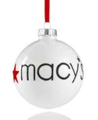Find your holiday magic at Macy's with this simple ball ornament, featuring radiant white glass with glittery embellishment. Find your holiday magic at Macy's with this simple ball ornament, featuring radiant white glass with glittery embellishment.