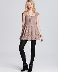 Deliciously sweet, this Free People dress knows how to rock out in must-have lace. Cap sleeves and a pastel hue are candy-coated cool. Deliciously sweet, this Free People dress knows how to rock out in must-have lace. Cap sleeves and a pastel hue are candy-coated cool.