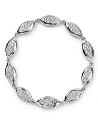 Shapely pavé-adorned crystal stations impart elegant allure to Nadri's navette bracelet, refined in rhodium-plated metal. Shapely pavé-adorned crystal stations impart elegant allure to Nadri's navette bracelet, refined in rhodium-plated metal.