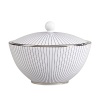 The contemporary clean lines of Jasper Conran's beautifully tailored clothing collections have provided the inspiration for the chick Pinstripe tableware collection. The decoration used is simple and makes a powerful statement when used alone, yet it adds color, contrast and interest when mixed and matched with Jasper Conran's iconic white collection.