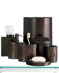 New material for the bath. Made of pure metal to outsmart slippery hands and hard floors, the Executive Oil Bronze tumbler gives your space a cool, modern vibe. New material for the bath. Made of pure metal to outsmart slippery hands and hard floors, the Executive Oil Bronze tumbler gives your space a cool, modern vibe.