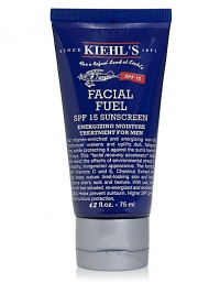 Vitamin-enriched and energizing non-oily moisturizer wakens and uplifts dull, fatigued skin, while protecting it against the sun's harmful UV rays. Helps skin resist the effects of environmental stress for a healthy, invigorated appearance. The formula, with Vitamins C and E, Chestnut Extract and Soy, helps waken tired-looking skin and helps improve skin's look and texture. Skin will feel refueled, re-energized and revitalized. Not tested on animals. SPF 15. Vitamin-enriched and energizing non-oily moisturizer wakens and uplifts dull, fatigued skin, while protecting it against the sun's harmful UV rays. Helps skin resist the effects of environmental stress for a healthy, invigorated appearance. The formula, with Vitamins C and E, Chestnut Extract and Soy, helps waken tired-looking skin and helps improve skin's look and texture. Skin will feel refueled, re-energized and revitalized. Not tested on animals. SPF 15.
