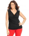 Lock up a sassy look with MICHAEL Michael Kors' sleeveless plus size top, featuring chain embellishments.