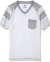 V is for very versatile when you are wearing this contrast striped t-shirt from Bar III with jeans or shorts for spring.