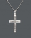 Embrace your faith in style. Cross pendant features diamond accents set in 14k white gold. Approximate length: 18 inches. Approximate drop: 1 inch.