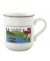 Villagers row gently down the stream on this Design Naif mug, featuring premium Villeroy & Boch porcelain.