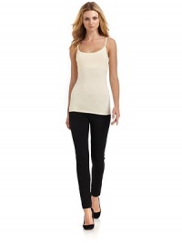 THE LOOKSpaghetti strapsBuilt-in braTHE FITAbout 24 from shoulder to hemTHE MATERIAL95% viscose/5% spandexCARE & ORIGINMachine washMade in USAModel shown is 5'9½ (176cm) wearing US size Small. THE LOOKSpaghetti strapsBuilt-in braTHE FITAbout 24 from shoulder to hemTHE MATERIAL95% viscose/5% spandexCARE & ORIGINMachine washMade in USAModel shown is 5'9½ (176cm) wearing US size Small.