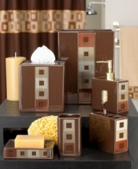 Cubism at its finest. In a square shape with a geometric motif, this highly decorative waste basket turns trash into artful treasure. Cubism at its finest. In a square shape with a geometric motif, this highly decorative waste basket turns trash into artful treasure.