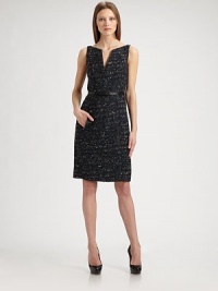 Textural tweed, tailored with a crisp, vented neckline and concealed pockets.Modified boatneckVented neckline with concealed zipperSleevelessIncluded beltSide slash pocketsConcealed back zipFully linedAbout 26 from natural waist31% cotton/30% polyacrylic/28% viscose/11% polyamideDry cleanImported of Italian fabricModel shown is 5'9½ (176cm) wearing US size 4. Textural tweed, tailored with a crisp, vented neckline and concealed pockets.Modified boatneckVented neckline with concealed zipperSleevelessIncluded beltSide slash pocketsConcealed back zipFully linedAbout 26 from natural waist31% cotton/30% polyacrylic/28% viscose/11% polyamideDry cleanImported of Italian fabricModel shown is 5'9½ (176cm) wearing US size 4.