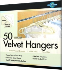 Closet Complete Ultra Thin No Slip Velvet Suit Hangers, IVORY Set of 50 Closet Complete Ultra Thin No Slip Velvet Suit Hangers, IVORY Set of 50