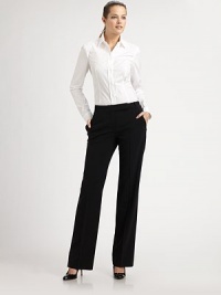 Clean lines give these wool pants must-have appeal. The touch of stretch offers a phenomenal fit. Hook-and-eye closureZip flyBelt loopsBack welt pocketsInseam, about 3596% virgin wool/4% elastaneDry cleanImported Model shown is 5'10 (177cm) wearing US size 4. Clean lines give these wool pants must-have appeal. The touch of stretch offers a phenomenal fit. Hook-and-eye closureZip flyBelt loopsBack welt pocketsInseam, about 3596% virgin wool/4% elastaneDry cleanImported Model shown is 5'10 (177cm) wearing US size 4.