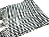 Softer Than Cashmere Houndstooth Long Fringe Winter Scarf Shawl Wrap - 72x12 - Black, White EARLY BLACK FRIDAY SALE