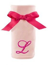 Princess Linens Embroidered Pink Initial Cotton Knit Blanket, L Princess Linens Embroidered Pink Initial Cotton Knit Blanket, L