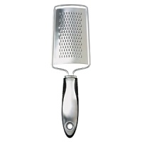 OXO International Stainless Steel Grater features brushed stainless steel handles for strength and durability and OXO's trademark flexible fins for ultimate comfort. The Grater's oversized grating surface makes grating quick and easy. Its stainless steel head yields finely grated citrus zest, chocolate, hard cheeses, and more, and the contoured handle nestles comfortably in your hand. OXO International Stainless Steel Grater features brushed stainless steel handles for strength and durability and OXO's trademark flexible fins for ultimate comfort. The Grater's oversized grating surface makes grating quick and easy. Its stainless steel head yields finely grated citrus zest, chocolate, hard cheeses, and more, and the contoured handle nestles comfortably in your hand.