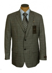 Tasso Elba Mens 2 Button Gray Plaid Wool Sport Coat Jacket
