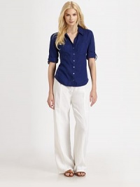 Organic linen gives these drawstring pants a soft and airy feel. Front and back seams offer a timelessly tailored look.Drawstring waistFront and back seamsInseam, about 32Rise, about 10LinenMachine washImported Model shown is 5'10 (177cm) wearing US size Small. Organic linen gives these drawstring pants a soft and airy feel. Front and back seams offer a timelessly tailored look.Drawstring waistFront and back seamsInseam, about 32Rise, about 10LinenMachine washImported Model shown is 5'10 (177cm) wearing US size Small.
