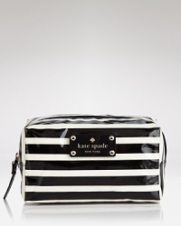 Show your stripes. kate spade new york goes graphic with this coated cotton beauty bag, ideally sized for the must-carry cosmetics. Show your stripes. kate spade new york goes graphic with this coated cotton beauty bag, ideally sized for the must-carry cosmetics.