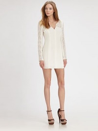 Sheer mesh lace panels lend a subtle skin-baring chic to this easy shift dress.Split V necklineLong sleevesPrincess seamsFlat frontCenter back zipperAbout 33 from shoulder to hemNylonDry cleanImportedModel shown is 5'9 (175cm) wearing US size 4. Sheer mesh lace panels lend a subtle skin-baring chic to this easy shift dress.Split V necklineLong sleevesPrincess seamsFlat frontCenter back zipperAbout 33 from shoulder to hemNylonDry cleanImportedModel shown is 5'9 (175cm) wearing US size 4.