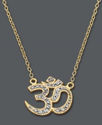 Practice harmony, peace and bliss. Made popular by yogis near and far, Studio Silver incorporates the symbolic om symbol in a pretty, sparkling pendant. Crafted in 18k gold over sterling silver with diamond-cut accents. Approximate length: 16 inches + 2-1/2-inch extender. Approximate drop: 1/2 inch.