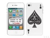 Apple iPhone 4S / 4 / 4G ACE of Spades Card Cellet Design Proguard Rubberized Snap On Protector Cover Case - Includes TWO Bonus Personal Charm Straps!