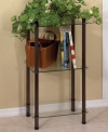 Classic and sophisticated, this storage tower elegantly keeps bath items organized with three tempered glass shelves and bronzed support.