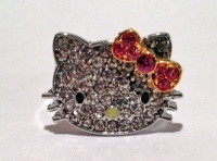 Hello Kitty Crystal Ring W/pink Bow By Jersey Bling Ships in Gift Box