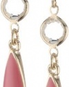 Anne Klein Bright Side Gold-Tone Pink Enamel Drop Earrings