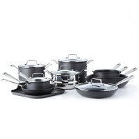 Equipped with hard nonstick anodized surfaces, straining glass lids and pour spouts, this comprehensive set from All-Clad provides the home cook everything necessary for exciting culinary adventures. Equipped with hard nonstick anodized surfaces, straining glass lids and pour spouts, this comprehensive set from All-Clad provides the home cook everything necessary for exciting culinary adventures.