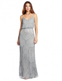 Adrianna Papell Women's Beaded Blousant Gown, Slate, 6 Adrianna Papell Women's Beaded Blousant Gown, Slate, 6