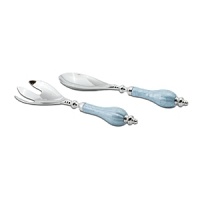 Handmade in sand-cast aluminum with a trademark blend of enamel infused with crushed mother of pearl, Julia Knight's salad serving set pairs beautifully with any serving bowl. Handmade in sand-cast aluminum with a trademark blend of enamel infused with crushed mother of pearl, Julia Knight's salad serving set pairs beautifully with any serving bowl.