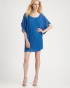 Filmy mesh chiffon drapes in an effortless scoopneck sheath.BoatneckDropped shouldersShort sleevesSleeveless polyester liningAbout 24 from natural waist63% silk/37% viscoseDry cleanImportedModel shown is 5'10½ (179cm) wearing US size Small.