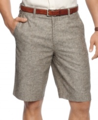 Ground your look with a subtle heathered pattern on these stylish earth tone shorts from Tasso Elba. Ground your look with a subtle heathered pattern on these stylish earth tone shorts from Tasso Elba.