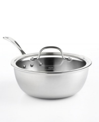 Brilliant good looks. Perfect gourmet results. Combining the long-lasting radiance of stainless steel with the superior performance of a highly conductive, heavy-gauge aluminum core, the Calphalon Tri-Ply chef's pan makes it easy to prepare mouthwatering meals day after day -- each more memorable than the last. Lifetime warranty. Brilliant good looks. Perfect gourmet results. Combining the long-lasting radiance of stainless steel with the superior performance of a highly conductive, heavy-gauge aluminum core, the Calphalon Tri-Ply chef's pan makes it easy to prepare mouthwatering meals day after day -- each more memorable than the last. Lifetime warranty.