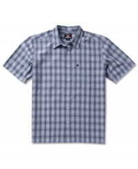 Clean and crisp. A smooth design makes this shirt from Quiksilver an instant classic to add to your summer wardrobe. Clean and crisp. A smooth design makes this shirt from Quiksilver an instant classic to add to your summer wardrobe.