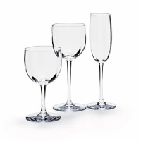 Pure, design is accented by an optic effect, with fluting on the interior of an outwardly smooth bowl which casts intriguing reflections on a table. Shown left to right: Montaigne low water goblet, Montaigne tall red wine goblet and Montaigne flute. Also available: Montaigne large goblet. Pure, design is accented by an optic effect, with fluting on the interior of an outwardly smooth bowl which casts intriguing reflections on a table. Shown left to right: Montaigne low water goblet, Montaigne tall red wine goblet and Montaigne flute. Also available: Montaigne large goblet.