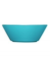 With a minimalist design and unparalleled durability, the Teema bowl makes preparing and serving soup or cereal a cinch. Featuring a sleek, angled edge in glossy turquoise-colored porcelain by Kaj Franck for Iittala. With a minimalist design and unparalleled durability, the Teema bowl makes preparing and serving soup or cereal a cinch. Featuring a sleek, angled edge in glossy turquoise-colored porcelain by Kaj Franck for Iittala.