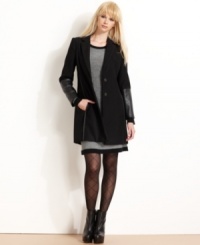 Faux-leather panels add urban edge to this W118 by Walter Baker wool-blend coat -- a hot fall pick! Faux-leather panels add urban edge to this W118 by Walter Baker wool-blend coat -- a hot fall pick!
