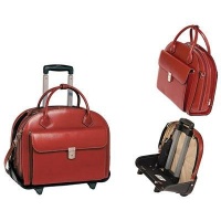 W Series Glen Ellyn Leather 2-in-1 Removable-Wheeled Women's Briefcase Color: Red W Series Glen Ellyn Leather 2-in-1 Removable-Wheeled Women's Briefcase Color: Red