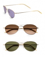 A classic favorite revamped with a distinct lens shape that flatters almost any face. Available in gold with cobalto lens, gold with chocolate gradient lens or gold with mineral glass lens. 100% UV protection Imported 